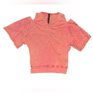 Black Hearts Brigade Cold Shoulder Washed Peach Tee